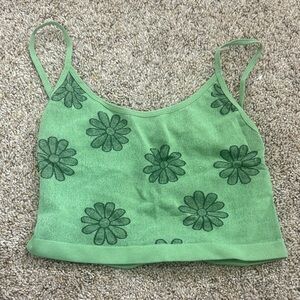 NWOT PacSun LA Hearts Green Floral Crop Top W Open back and adjustable straps: M